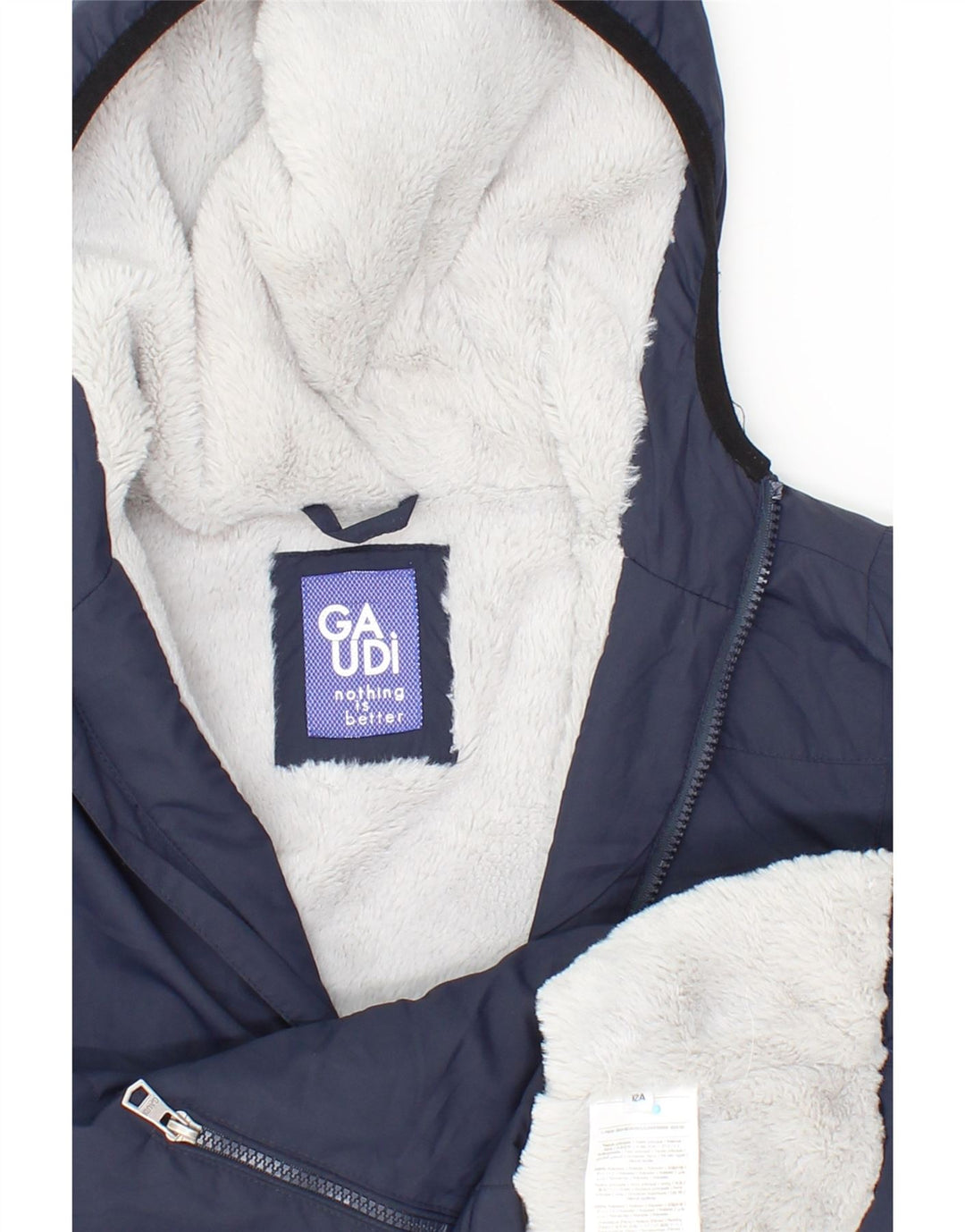 GAUDI Boys Hooded Padded Jacket 11-12 Years Navy Blue Polyester Vintage Gaudi and Second-Hand Gaudi from Messina Hembry 