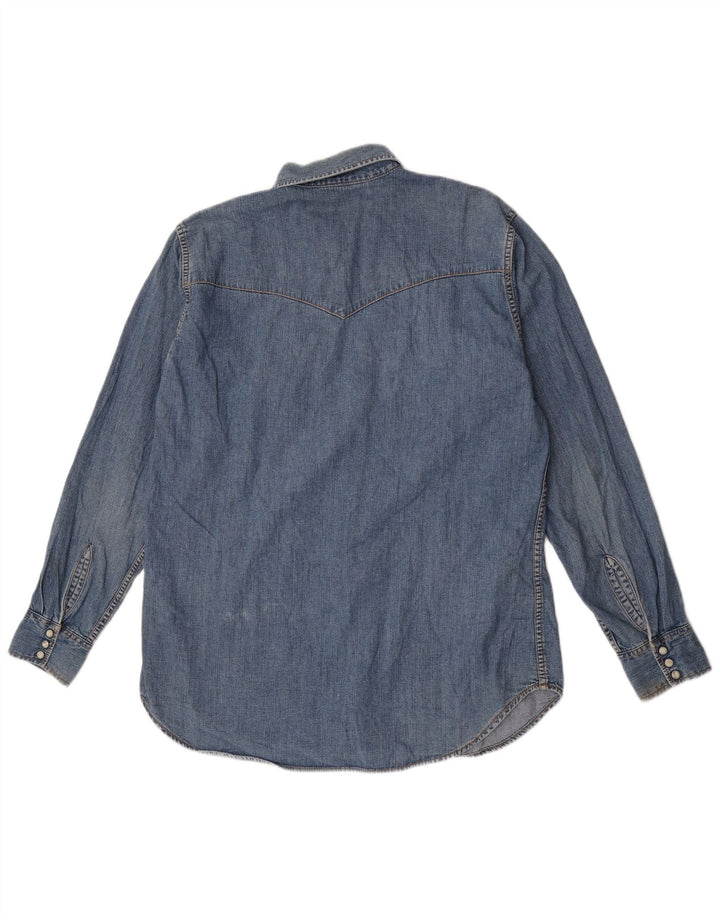 Camicia in denim da uomo Lee grande in cotone blu