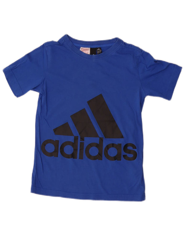 T-shirt grafica da ragazzo Adidas Top 9-10 anni in cotone blu