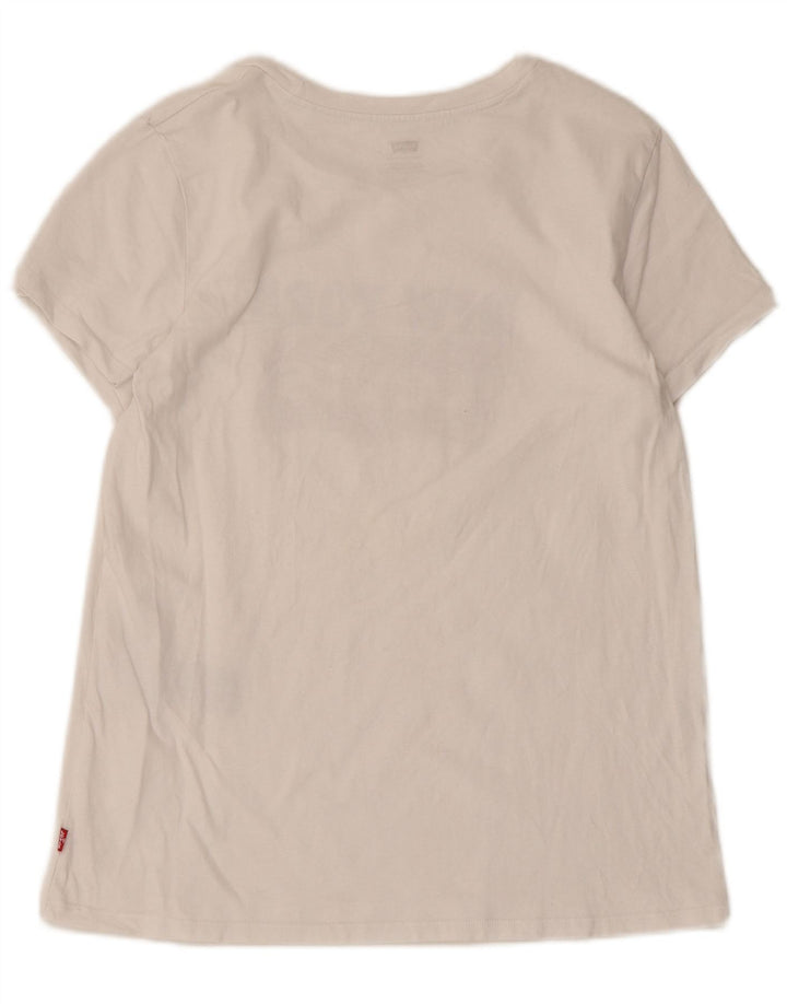 T-shirt grafica da donna Levi's Top UK 12 cotone bianco medio