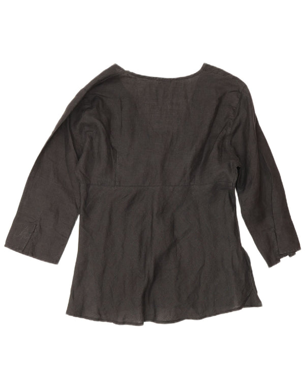 Camicetta da donna con maniche a 3/4 Benetton Top UK 10 Small Lino nero