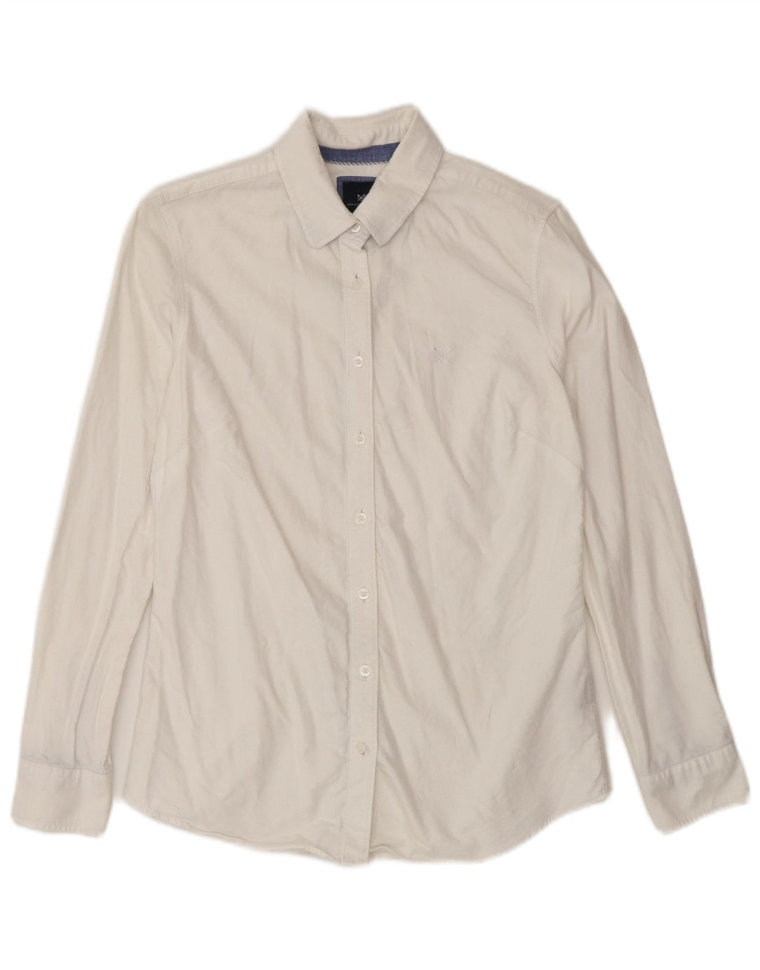 CREW CLOTHING Camicia da donna dalla vestibilità classica UK 8 piccola in cotone bianco