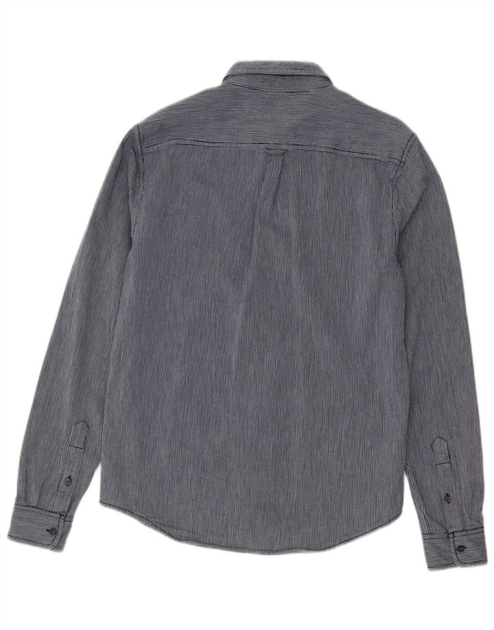 Camicia da uomo Regular Fit Superdry in cotone gessato medio blu navy