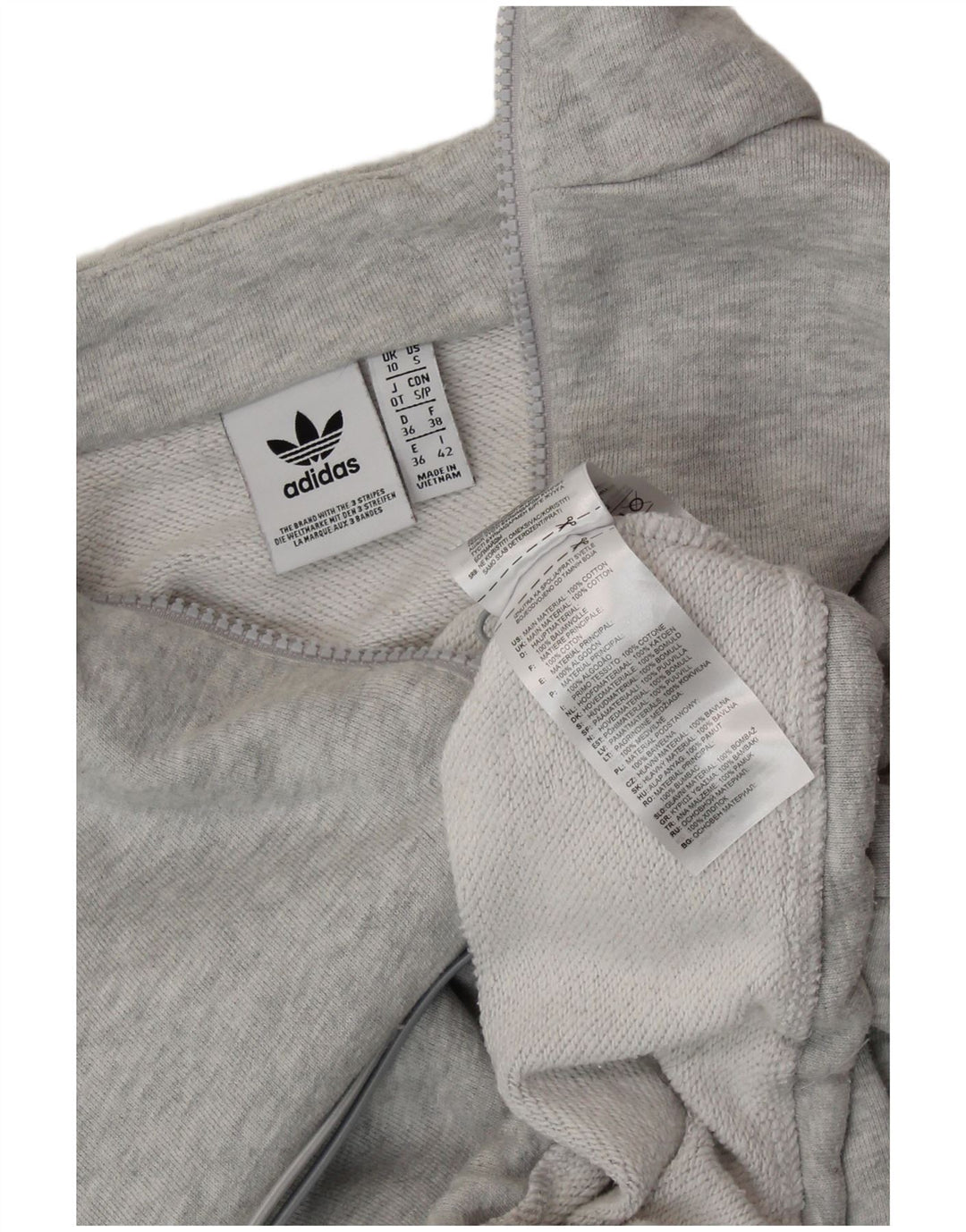 Felpa con grafica corta oversize da donna ADIDAS, maglione UK 10 piccolo grigio