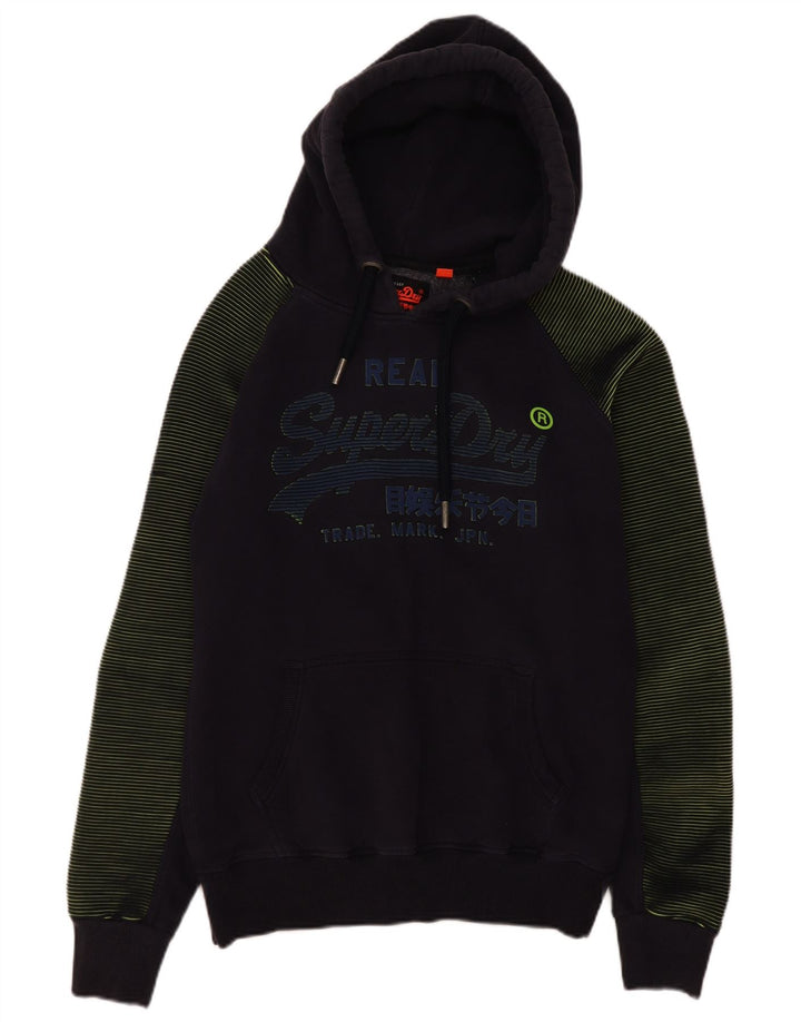 Maglione con cappuccio grafico da uomo Superdry grande in cotone blu navy