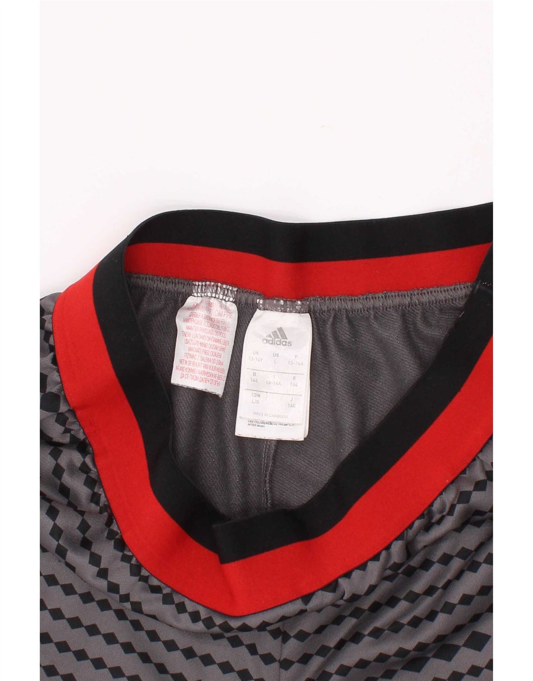 Pantaloncini sportivi Adidas da ragazzo 13-14 anni in poliestere geometrico grigio