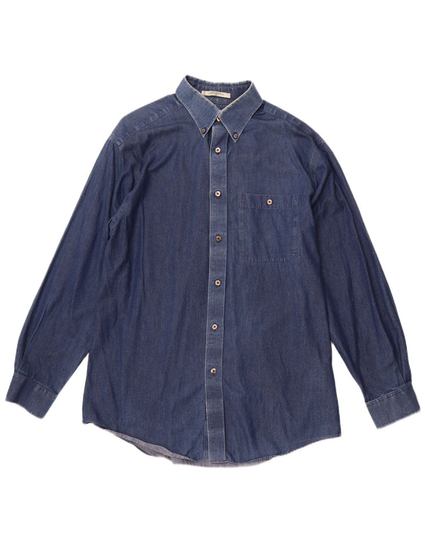 Camicia in denim da uomo Orvis in cotone blu medio