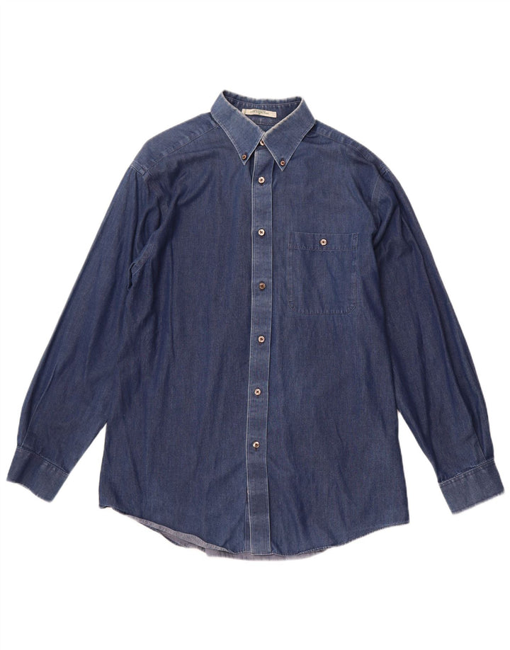 Camicia in denim da uomo Orvis in cotone blu medio