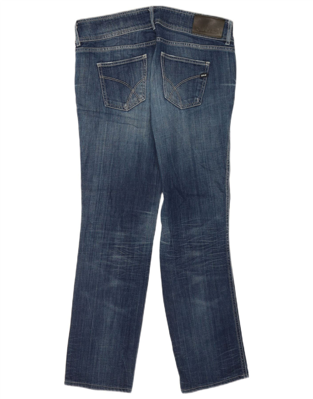 Jeans dritti effetto consumato da donna Gas W32 L30 cotone blu