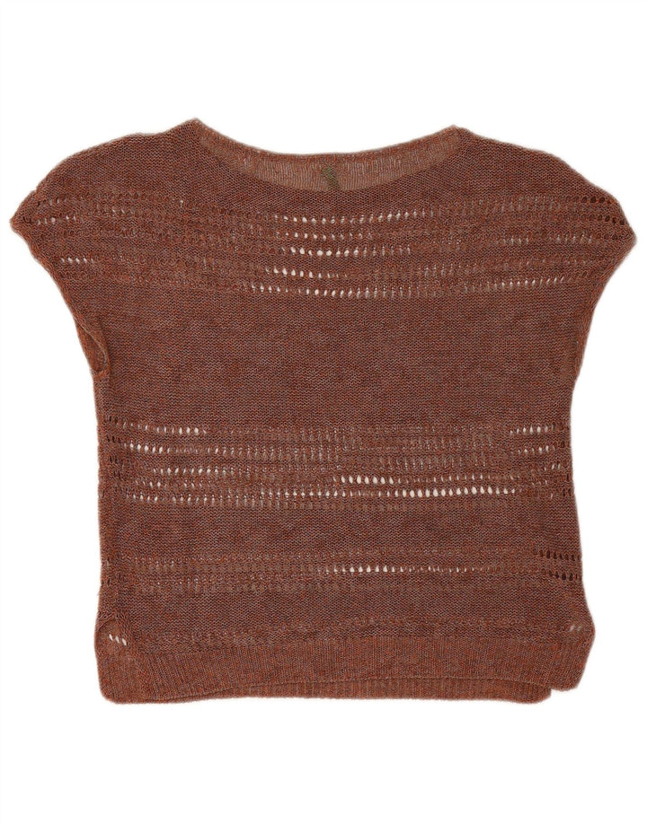 Camicetta corta in maglia da donna Benetton Top UK 12 Marrone medio