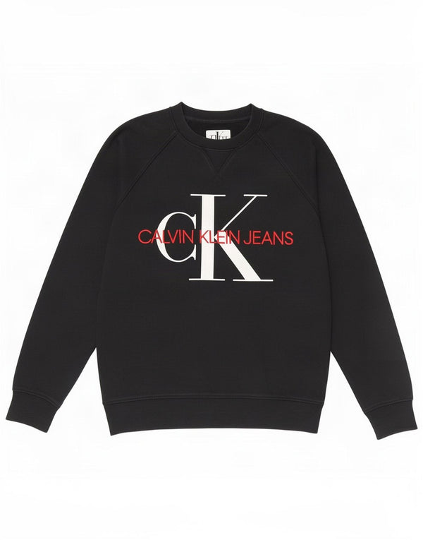 Calvin Klein Jeans Felpa grafica da uomo Maglione grande cotone nero