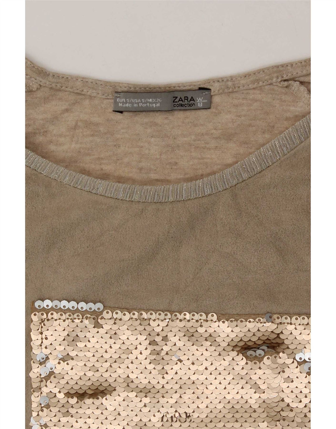 T-shirt grafica da donna Zara Top UK 10 piccola beige