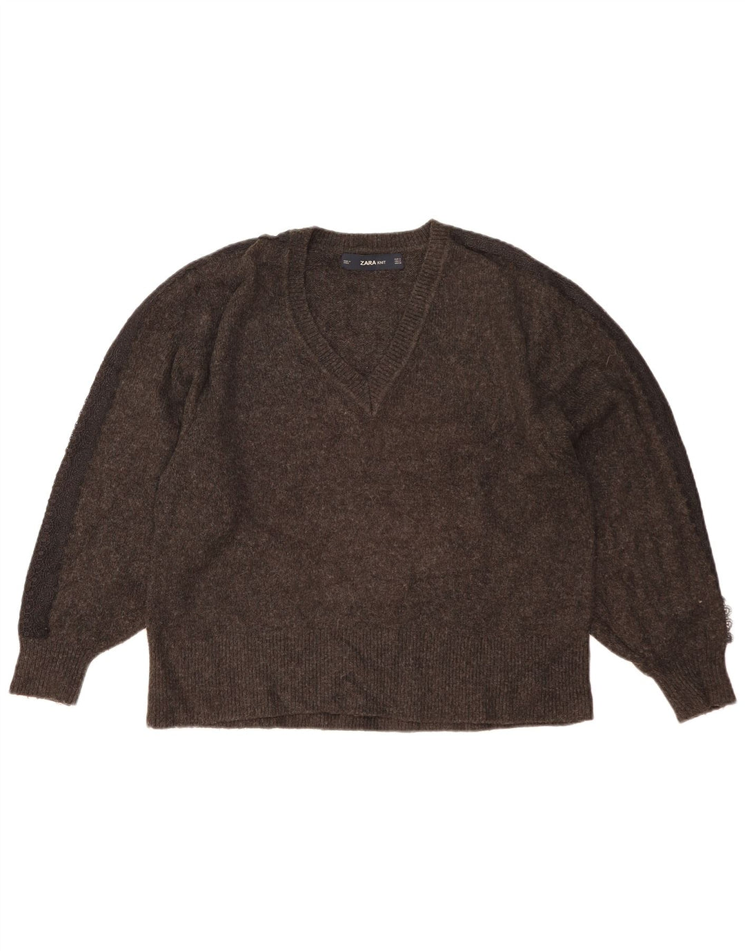 Maglione oversize con scollo a V da donna Zara UK 10 piccolo grigio