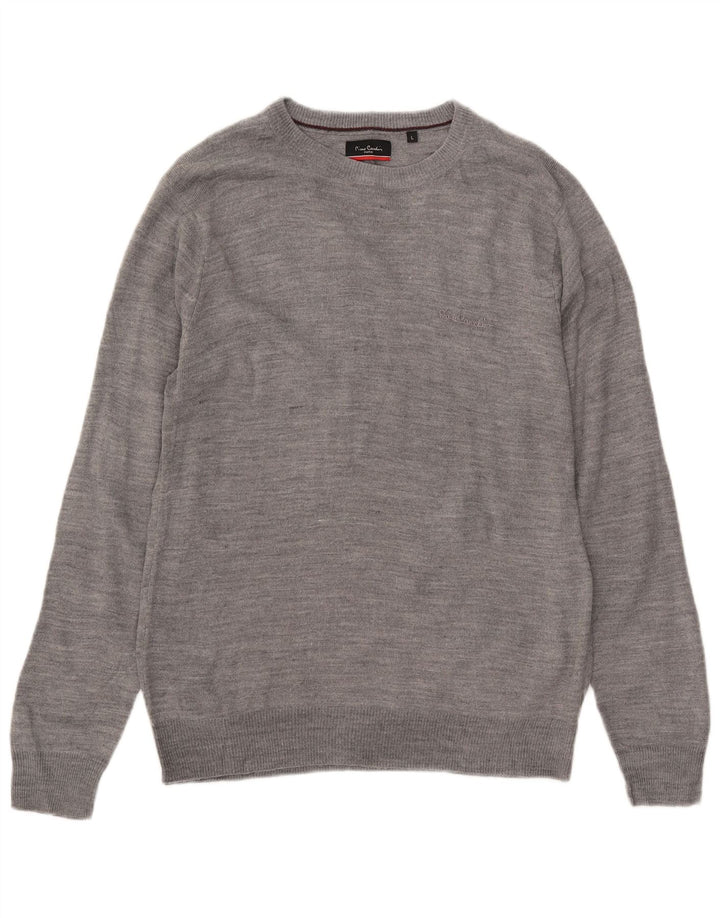 Maglione maglione girocollo da uomo Pierre Cardin grande acrilico grigio