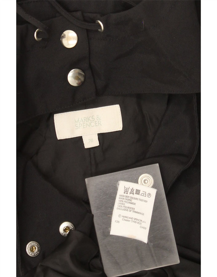 MARKS & SPENCER Giacca a vento con cappuccio da donna UK 20 2XL Poliammide nera