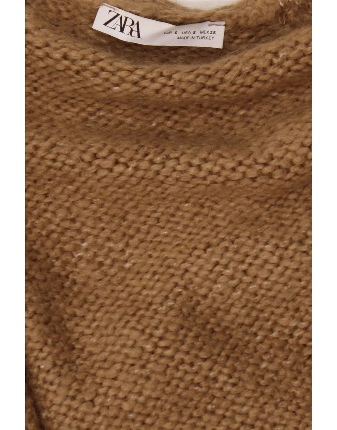 ZARA Maglione Cardigan Aperto Oversize da Donna con Linea Lunga UK 10 Piccolo Marrone