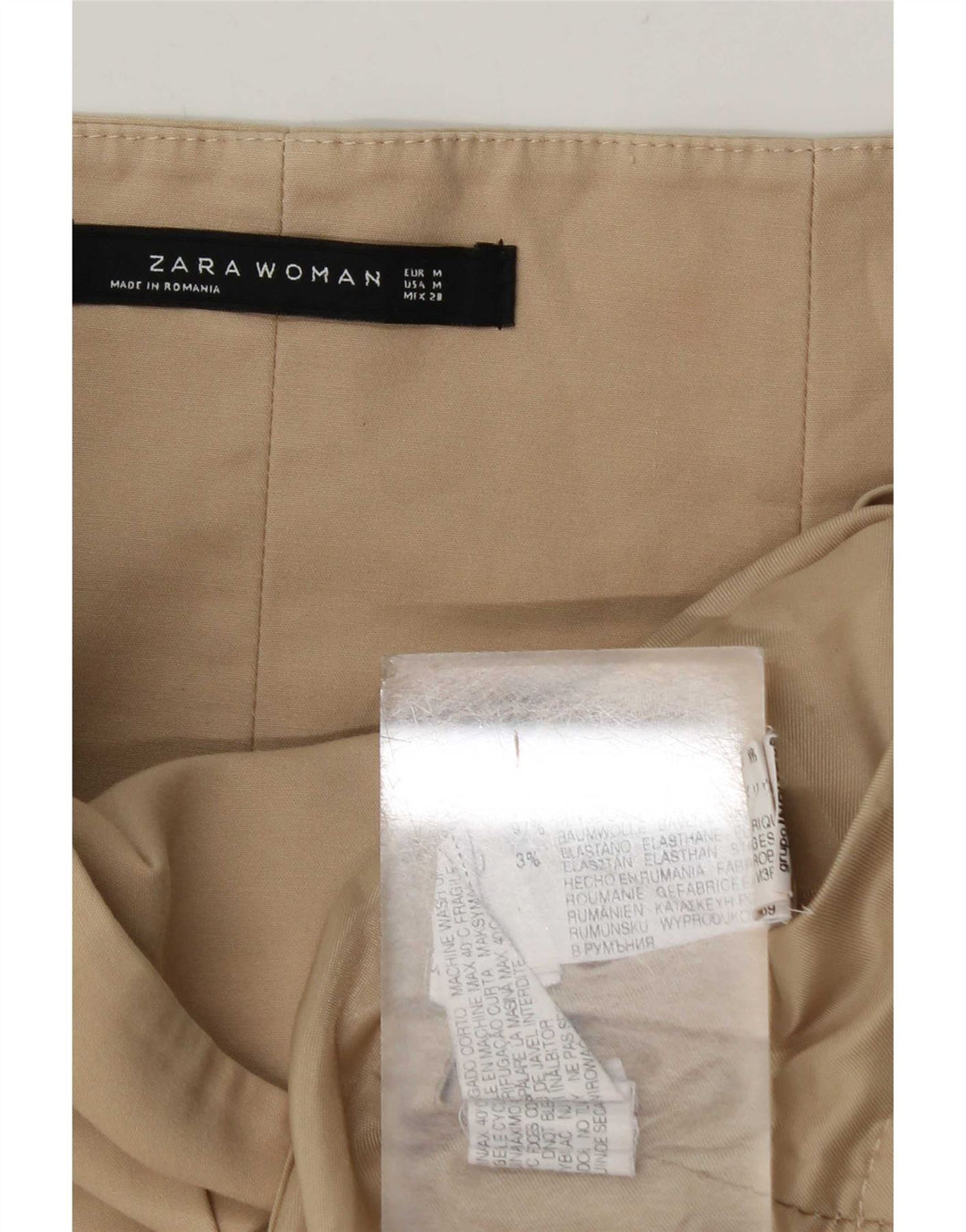 Minigonna a vita alta da donna Zara media W28 in cotone beige