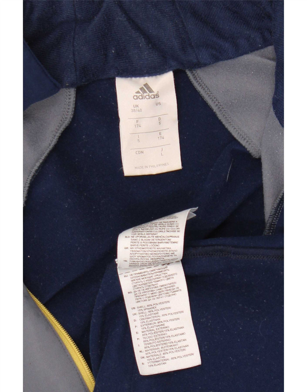 Top della tuta pullover da uomo Adidas UK 38/40 Medium Blu Navy Colourblock