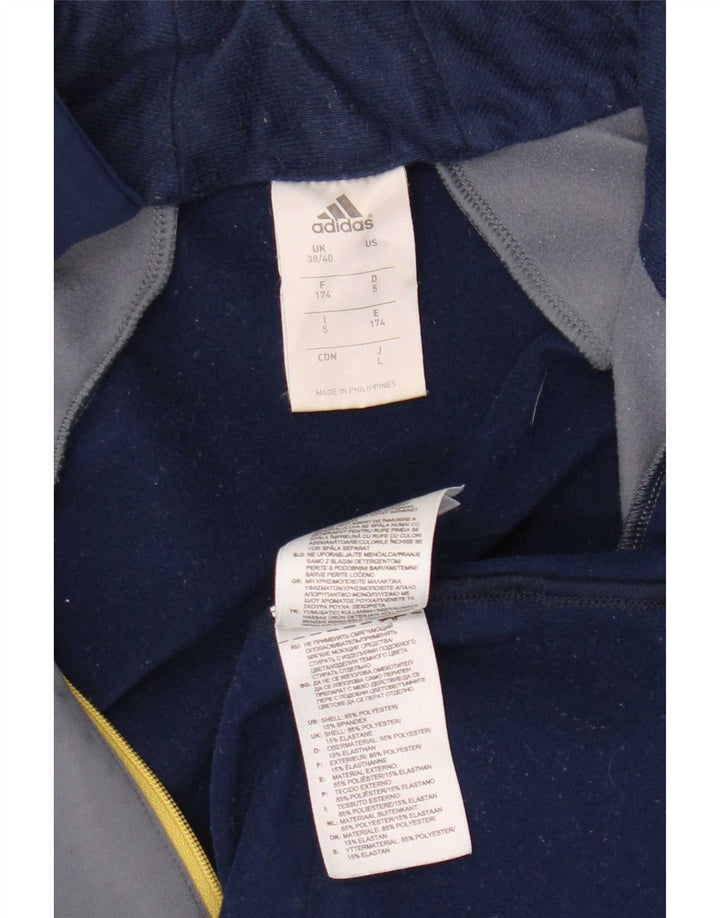 Top della tuta pullover da uomo Adidas UK 38/40 Medium Blu Navy Colourblock