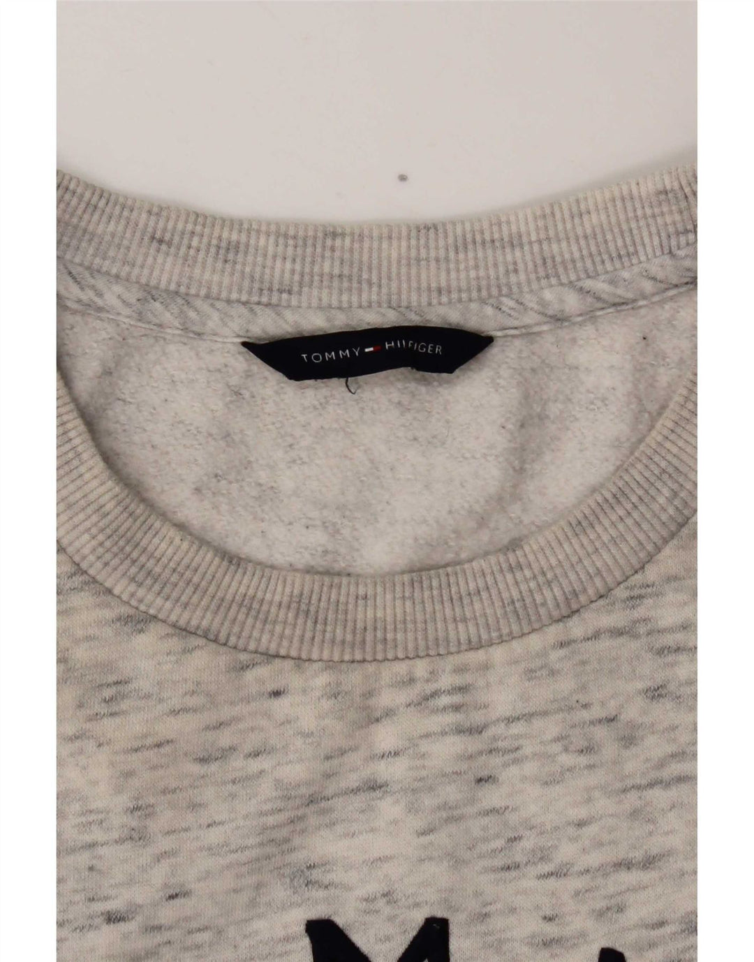 Felpa grafica da donna Tommy Hilfiger Maglione UK 12 Grigio medio chiazzato