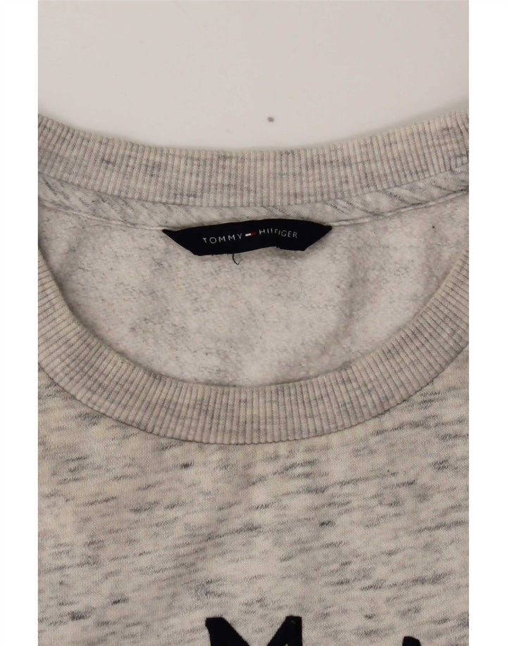 Felpa grafica da donna Tommy Hilfiger Maglione UK 12 Grigio medio chiazzato