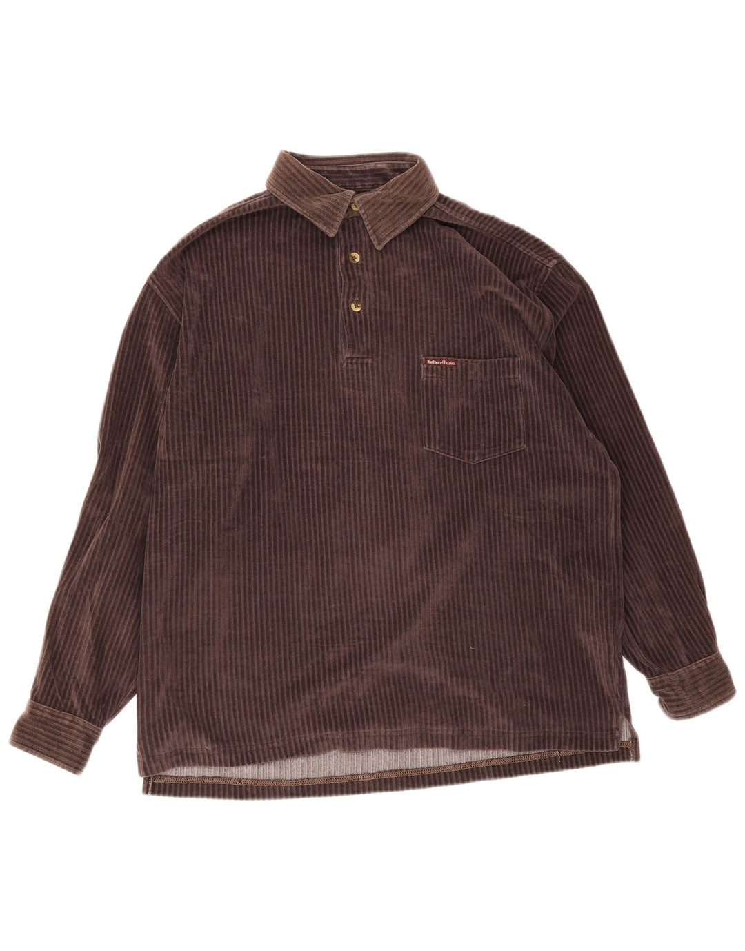 Camicia pullover in velluto a coste da uomo Marlboro Classics in cotone marrone medio