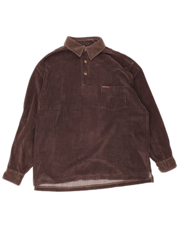 Camicia pullover in velluto a coste da uomo Marlboro Classics in cotone marrone medio