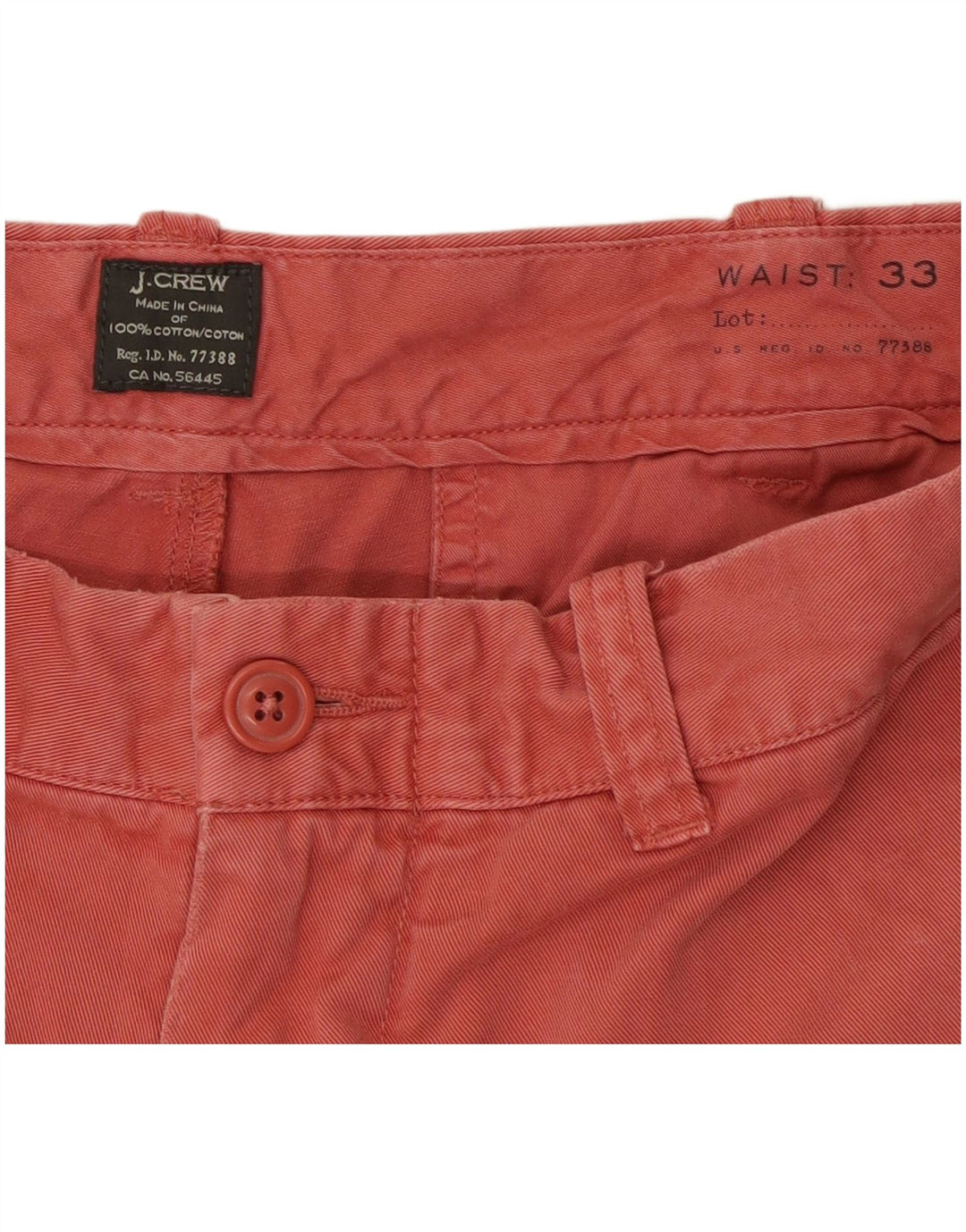 Pantaloncini chino da uomo J. CREW W33 cotone rosso medio
