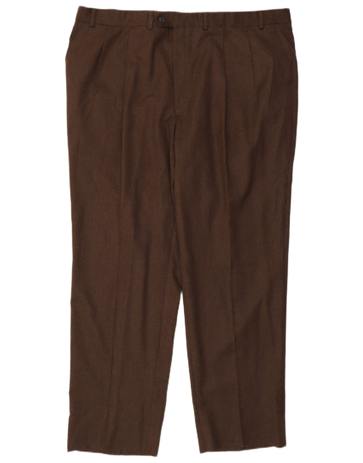 RALPH LAUREN Pantaloni da abito con pegging da uomo W46 L33 Lana marrone