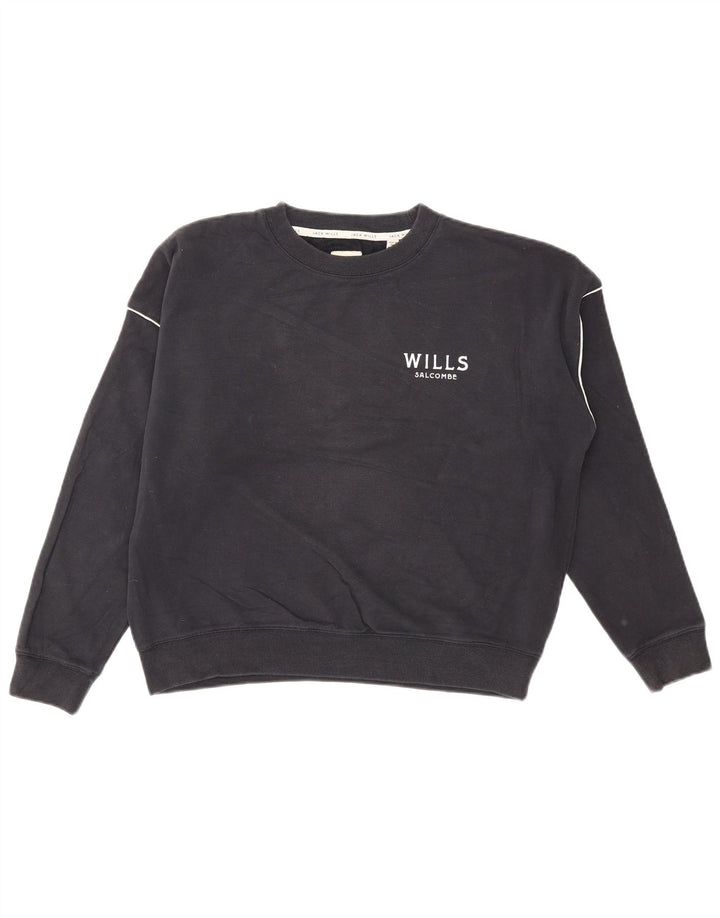 Jack Wills Donna Salcombe Felpa Maglione UK 10 Piccolo Blu Navy