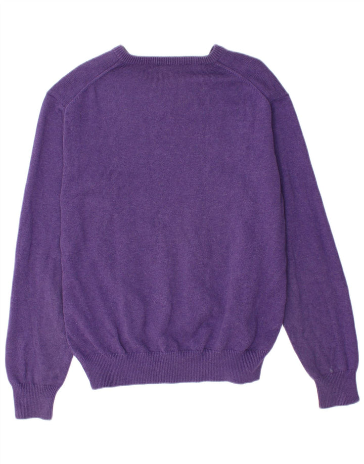 GANT Maglione da uomo con scollo a V in cotone viola medio