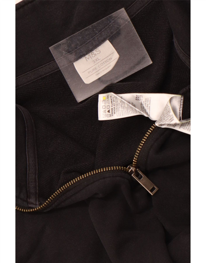 Felpa da uomo Marks & Spencer con zip e collo maglione 3XL cotone nero