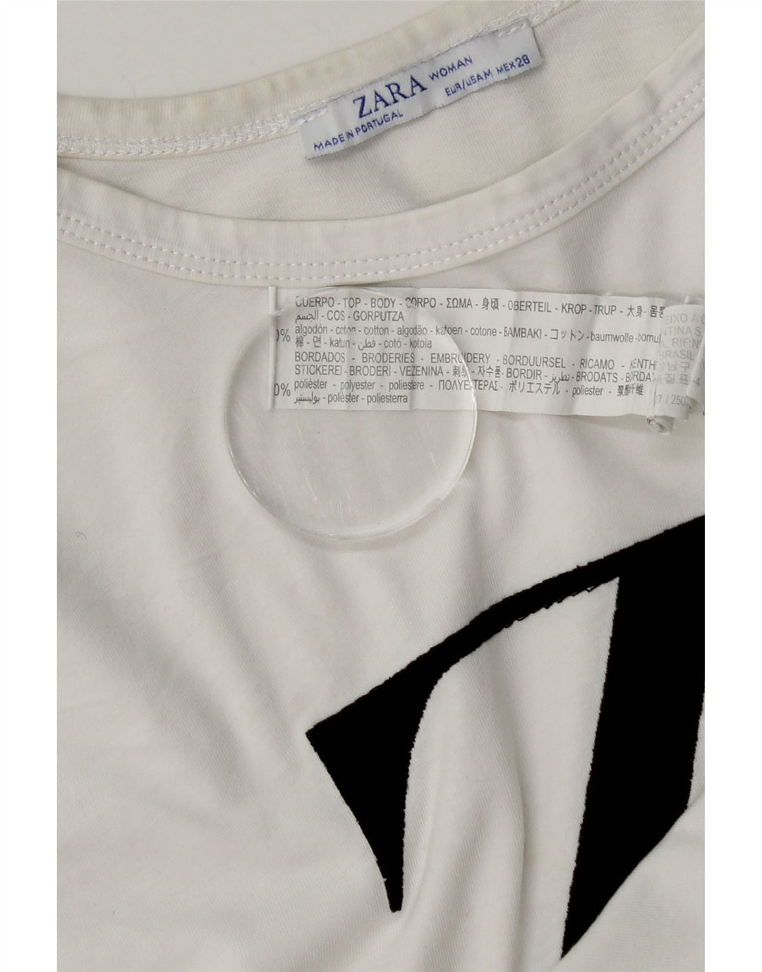 T-shirt grafica da donna Zara Top UK 14 cotone bianco medio