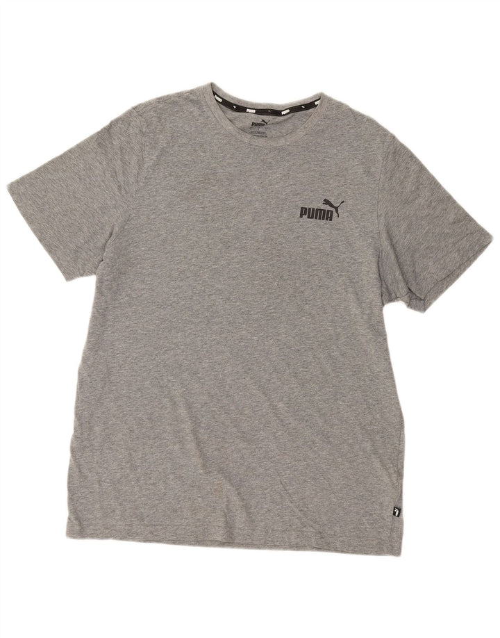 PUMA Mens Graphic T-Shirt Top Large Grey Cotton