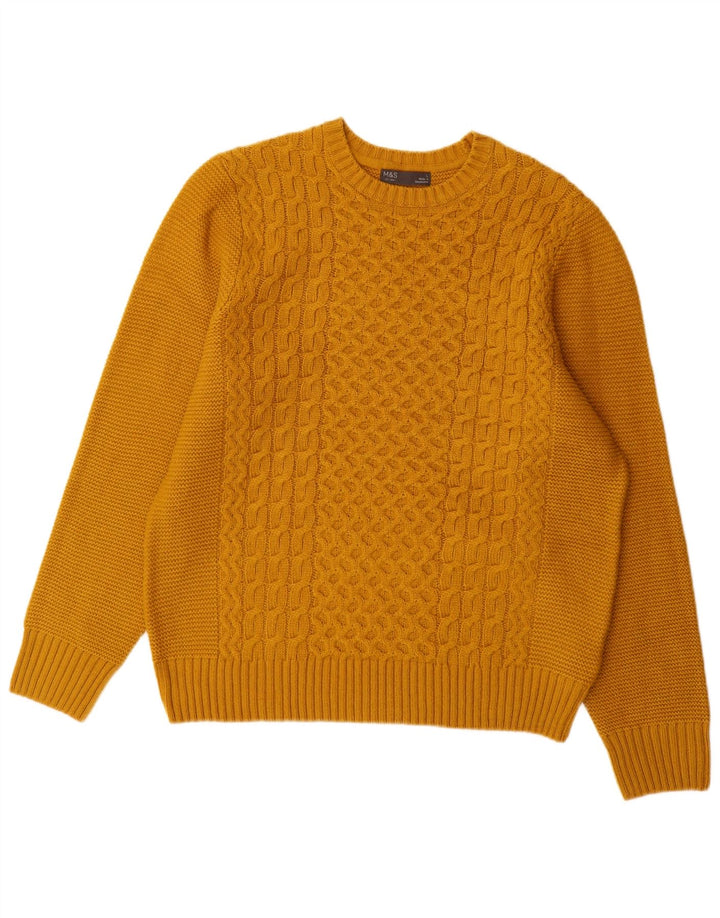 Maglione maglione girocollo da uomo Marks & Spencer grande acrilico giallo