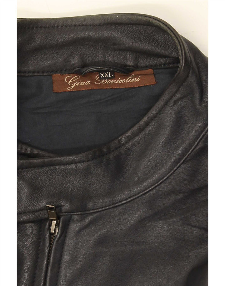 Giacca in pelle vintage da uomo UK 44 2XL Nera