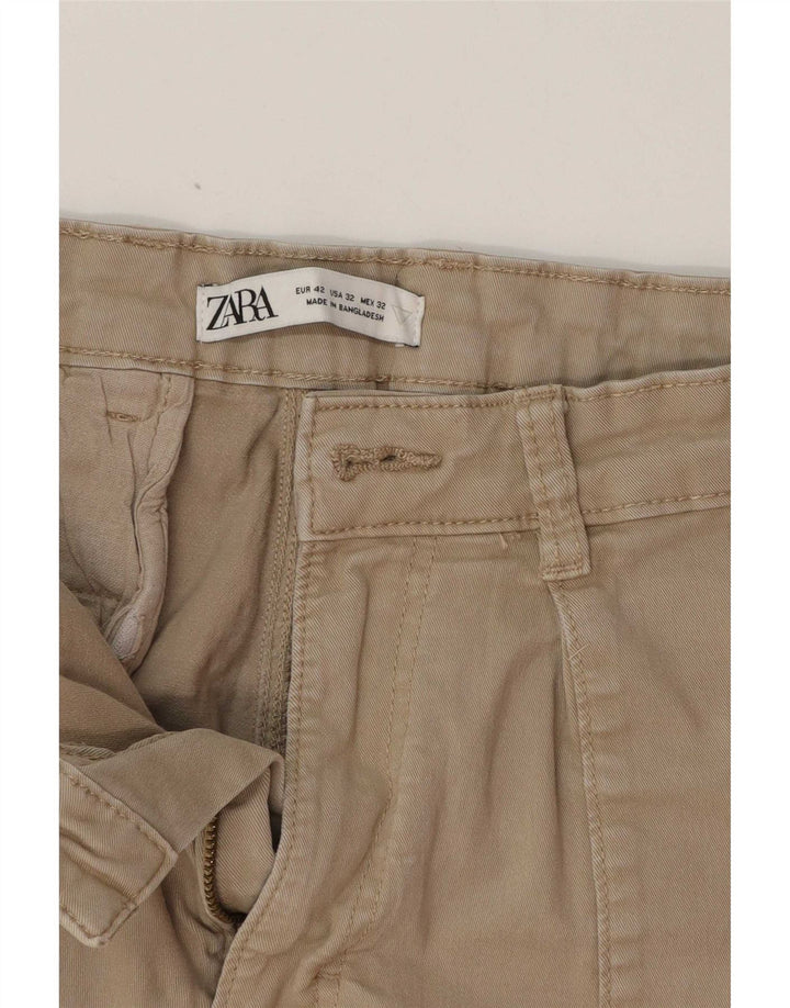 Pantaloni cargo dritti da uomo Zara EU 42 Large W32 L28 Beige