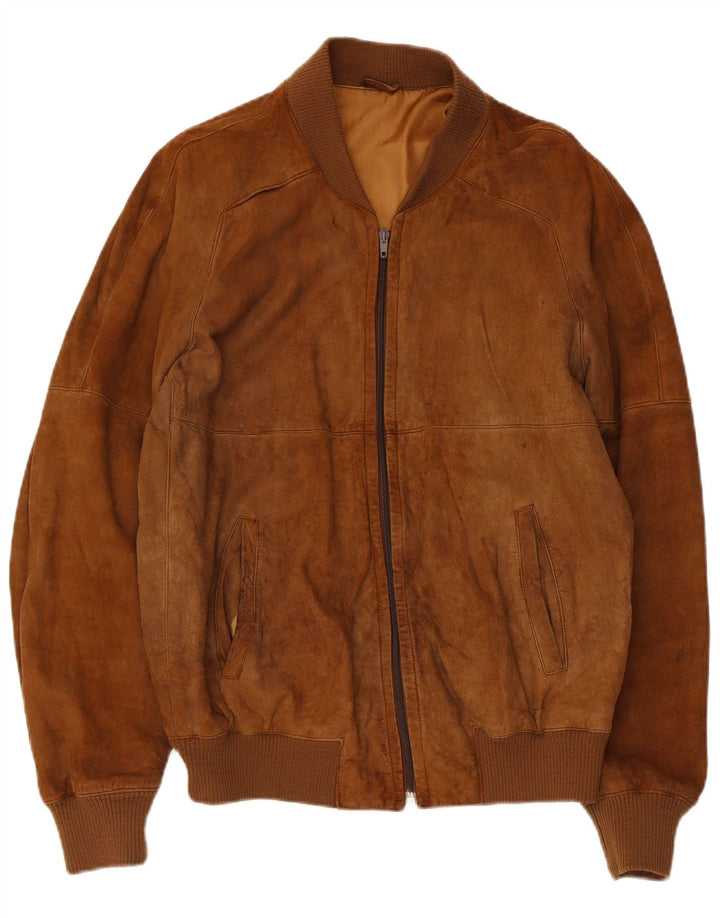 Giubbotto bomber da uomo in pelle scamosciata Anfor IT 52 XL Marrone