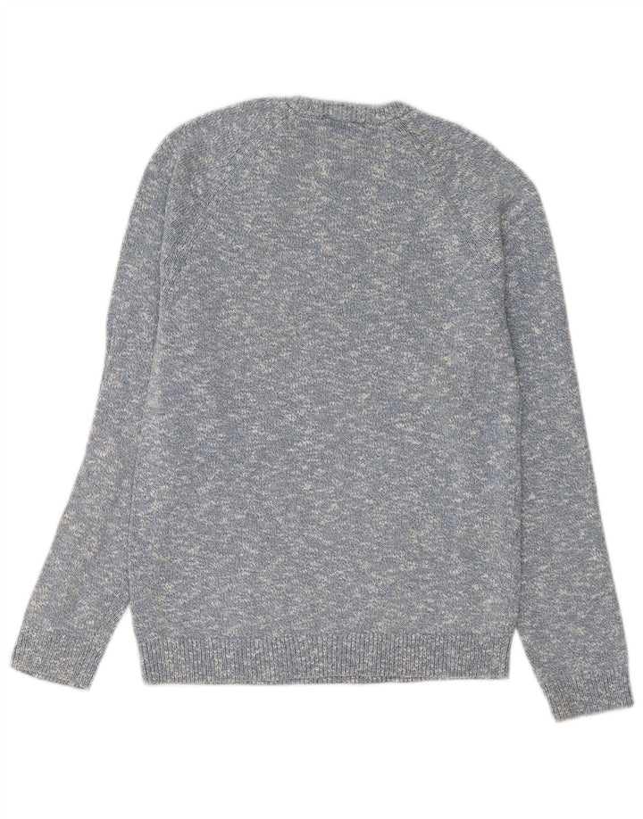 Maglione da uomo con scollo a barca Marks & Spencer piccolo cotone screziato blu