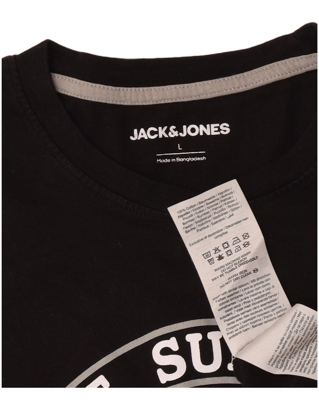 Jack & Jones T-shirt grafica da uomo grande in cotone nero