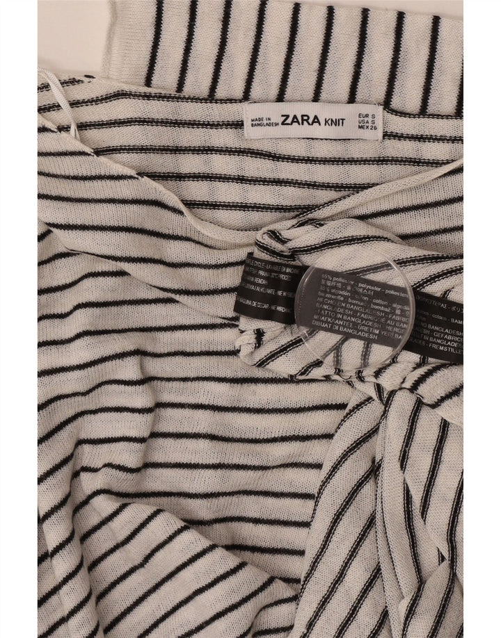 Top Zara da donna oversize con maniche a 3/4 UK 10 piccolo in poliestere a righe bianche