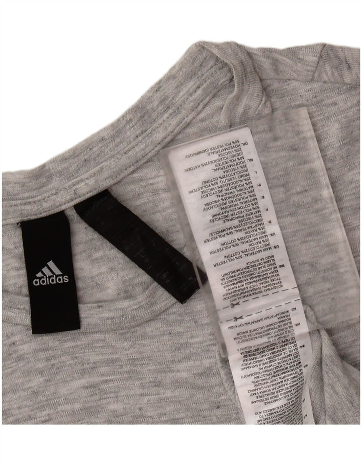 T-shirt grafica da donna ADIDAS Top UK 12/14 Poliestere screziato grigio medio