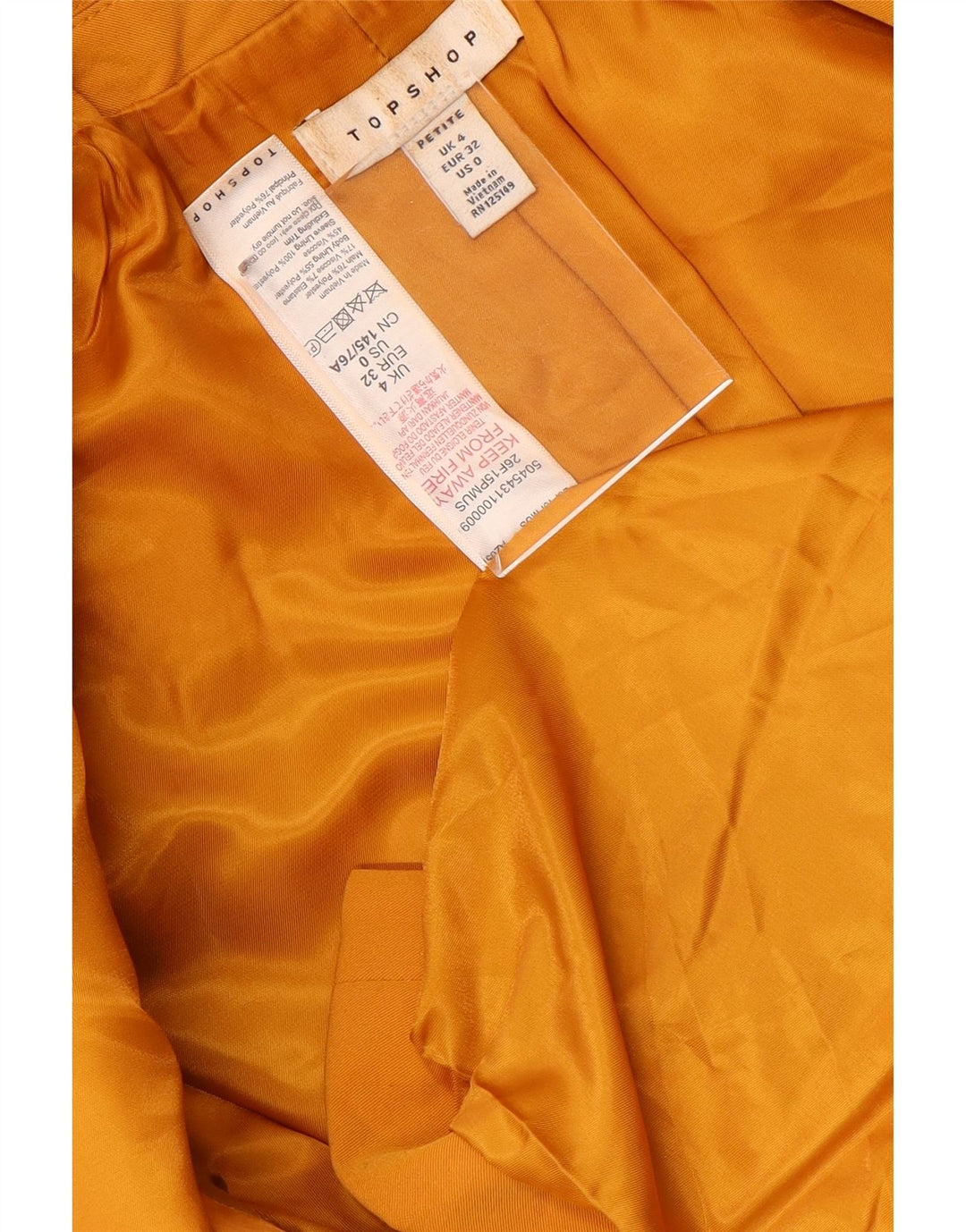 Giacca blazer doppiopetto da donna Topshop UK 4 XS poliestere giallo