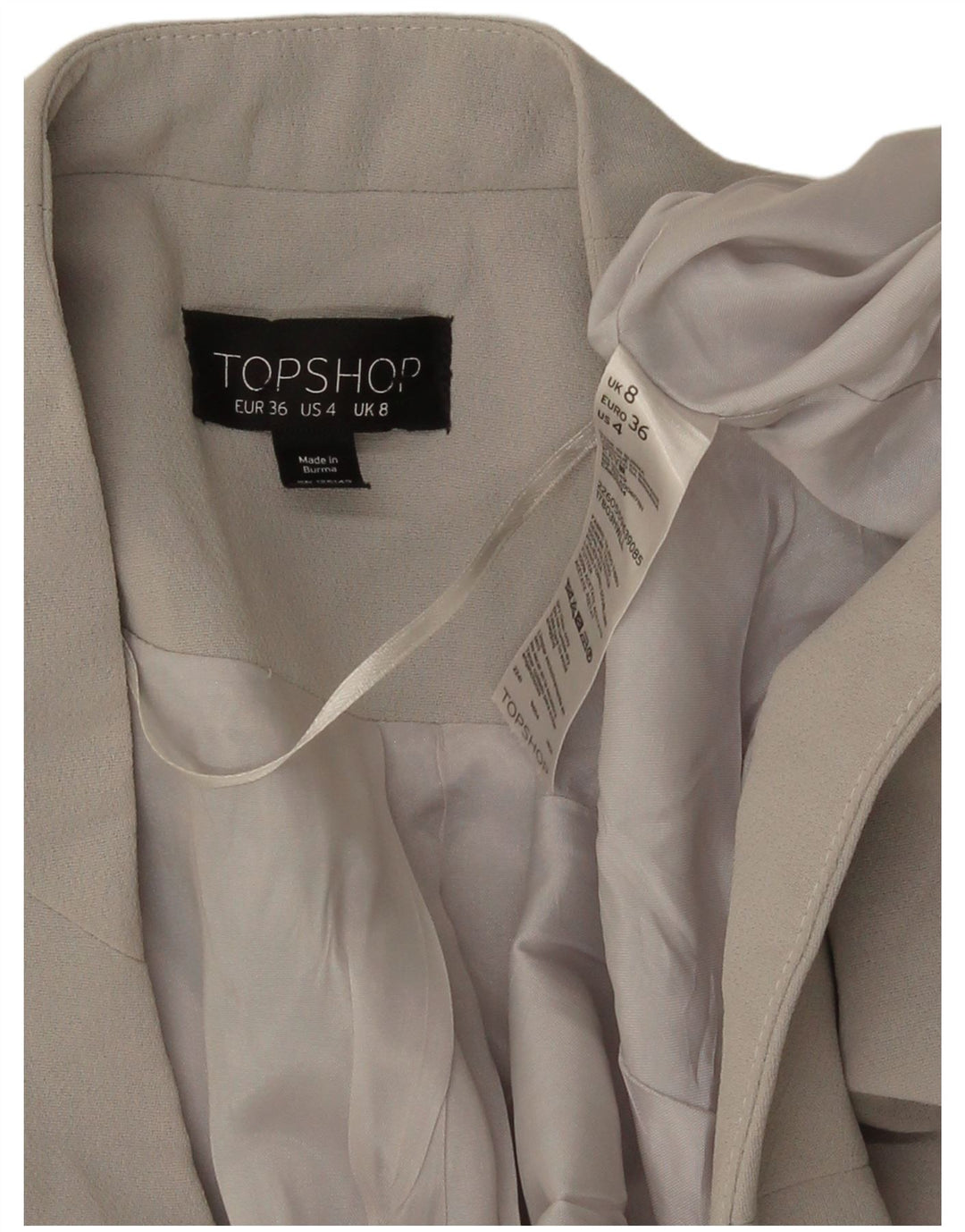Topshop Giacca Bolero da donna UK 8 Small Poliestere grigio