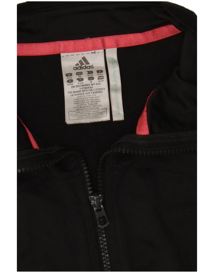 ADIDAS Womens Tracksuit Top Jacket UK 4/6 XS Black Polyester