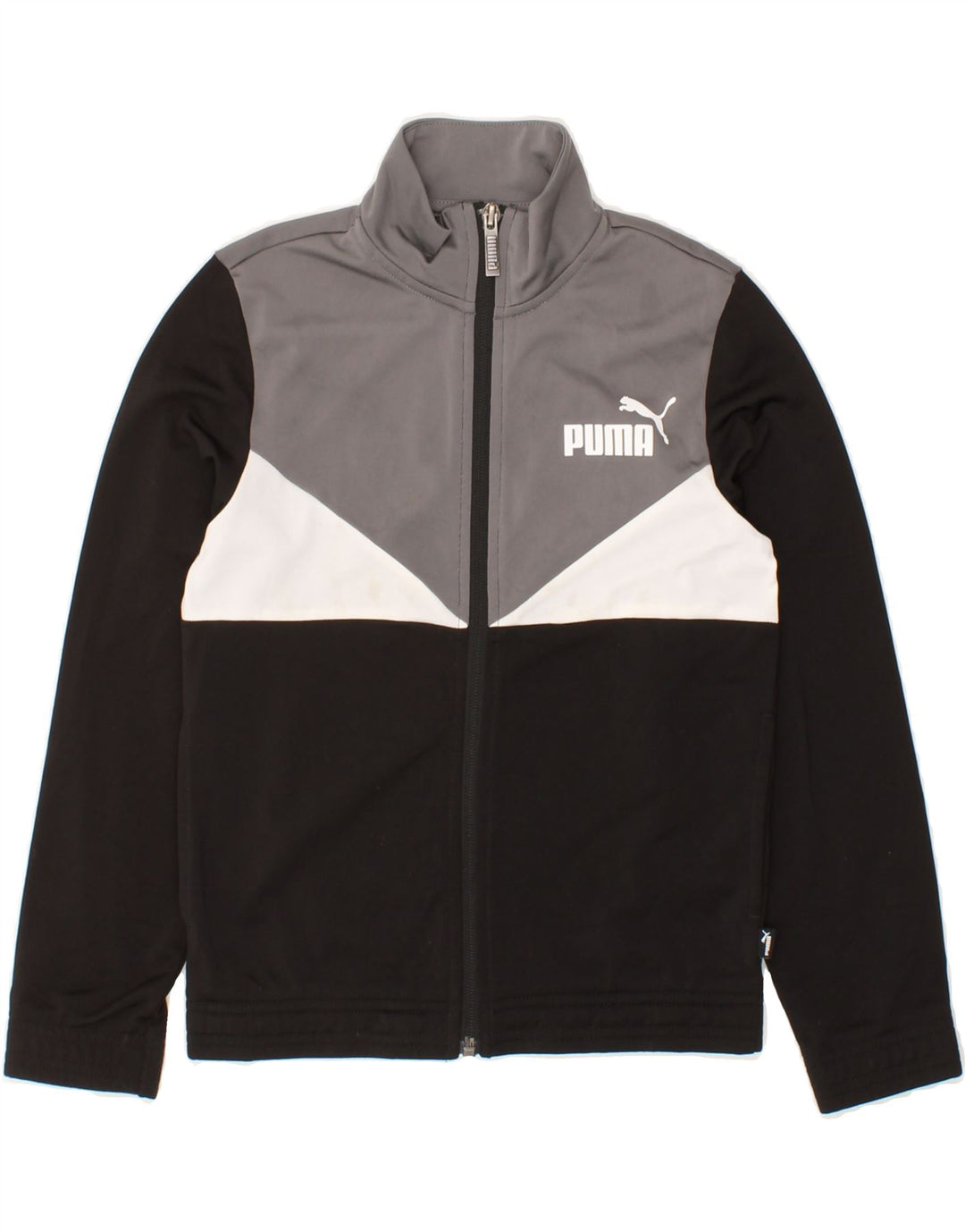 PUMA Boys Tracksuit Top Jacket 7-8 Years Black Colourblock Polyester Vintage Puma and Second-Hand Puma from Messina Hembry 