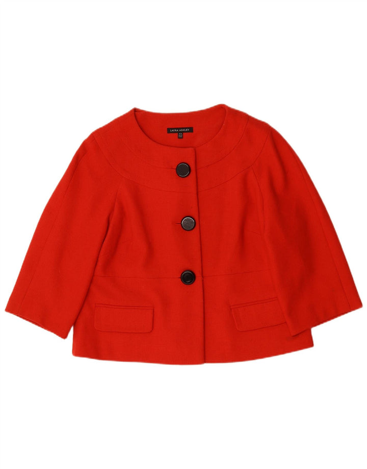 Giacca blazer a 3 bottoni da donna Laura Ashley UK 16 grande poliestere rosso