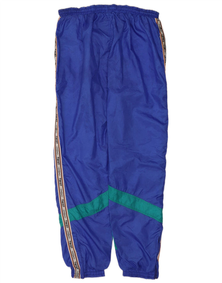 Tuta intera vintage da uomo con grafica, grande, in poliammide color block blu