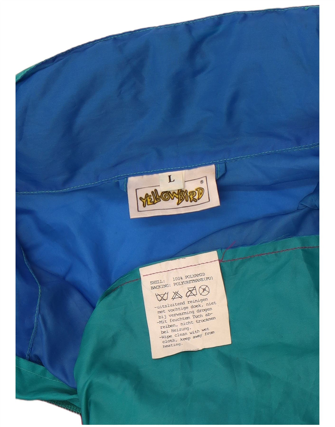 Giacca antipioggia vintage da uomo UK 40 grande poliammide color block multicolore