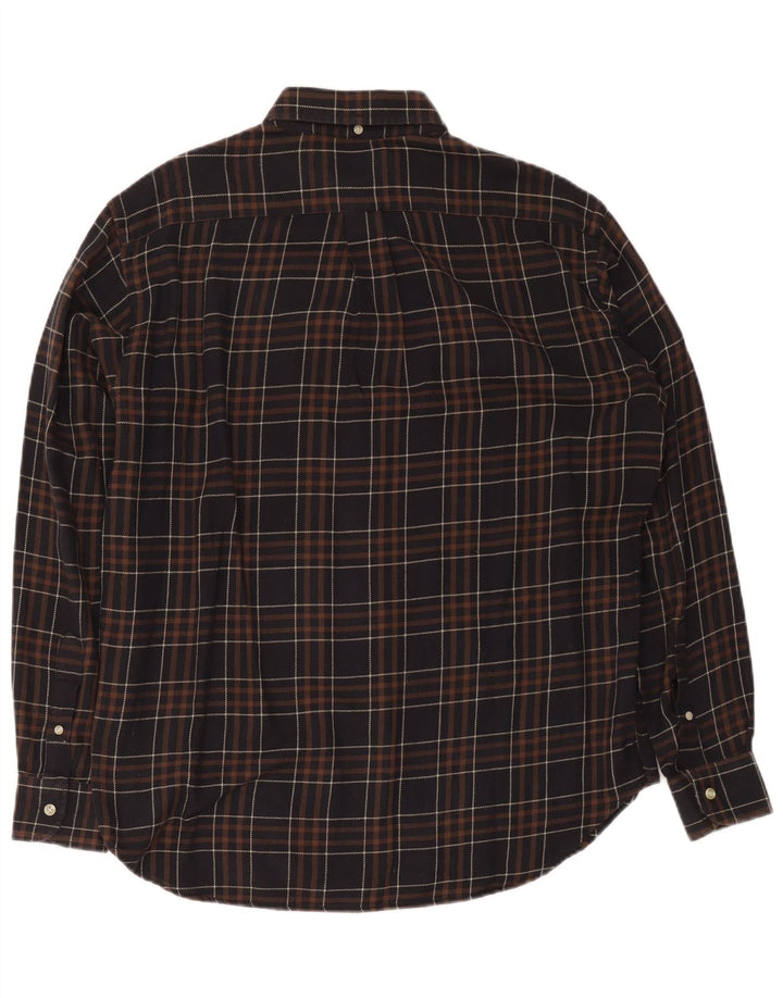 Camicia in flanella da uomo Brooksfield taglia 39 in cotone scozzese marrone medio